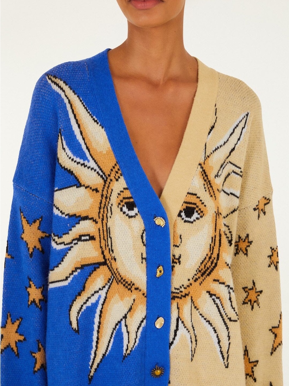 FARM RIO Mixed Mystical Sun Buttoned Knit Cardigan - Picture 2 of 4